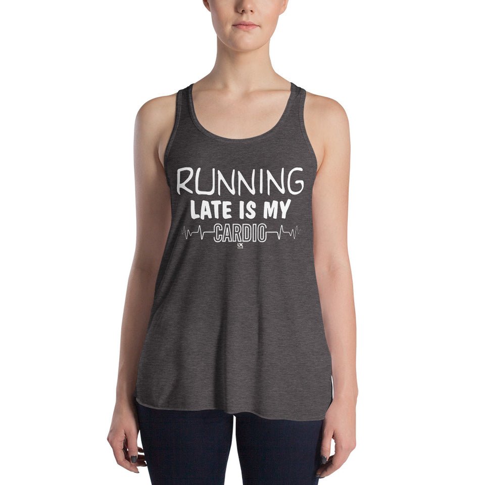 Running Late Is My Cardio | Women's Flowy Racerback Tank